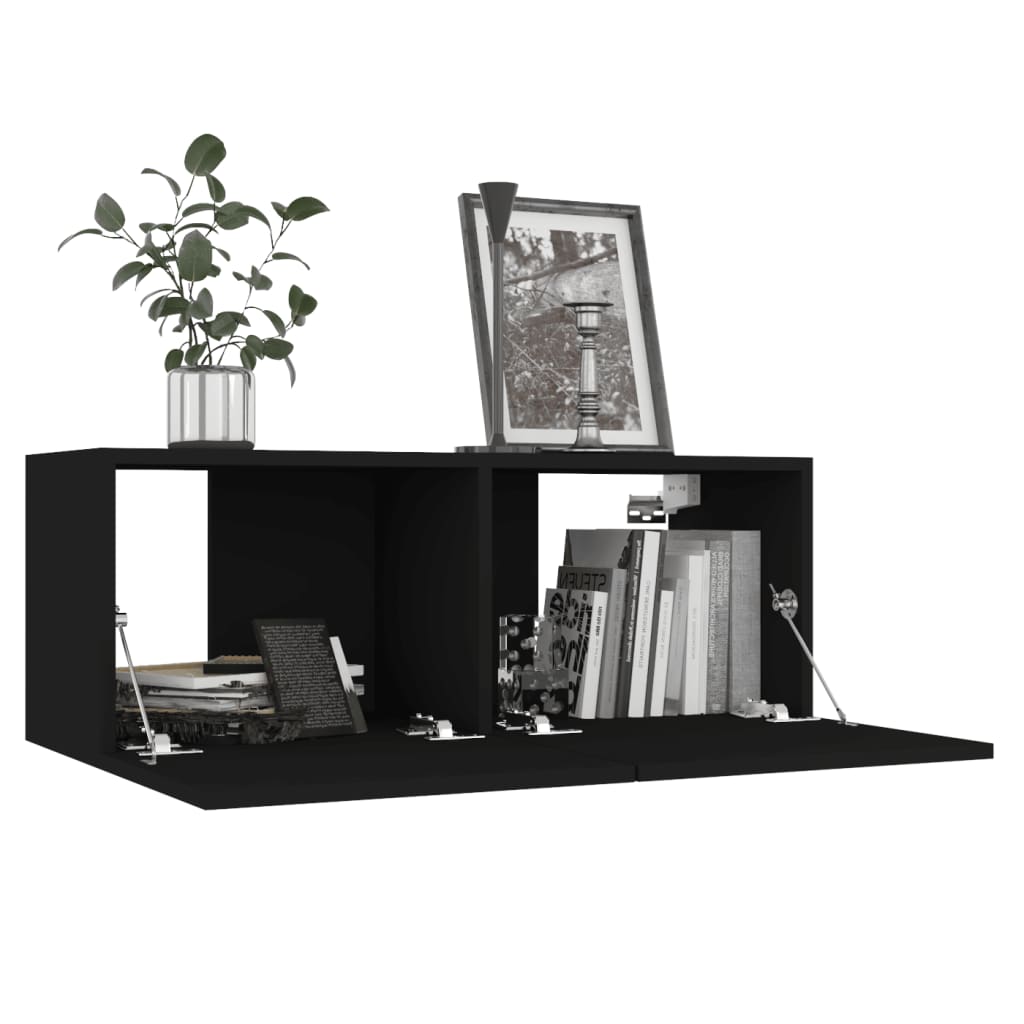 TV-tasot 4 kpl musta 80x30x30 cm lastulevy - Sisustajankoti.fi