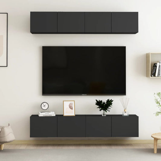 TV-tasot 4 kpl musta 80x30x30 cm lastulevy - Sisustajankoti.fi