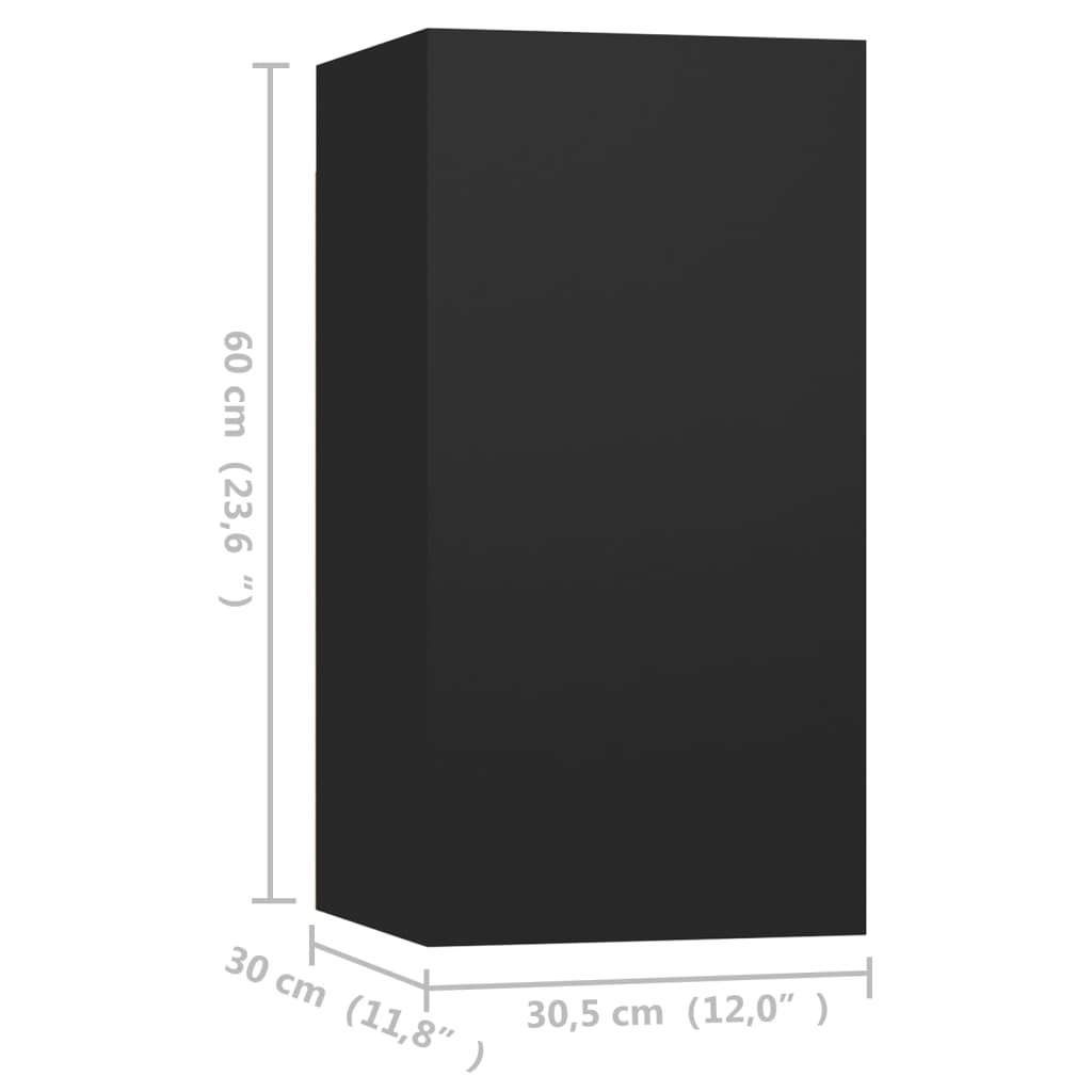 TV-tasot 4 kpl musta 30,5x30x60 cm lastulevy - Sisustajankoti.fi
