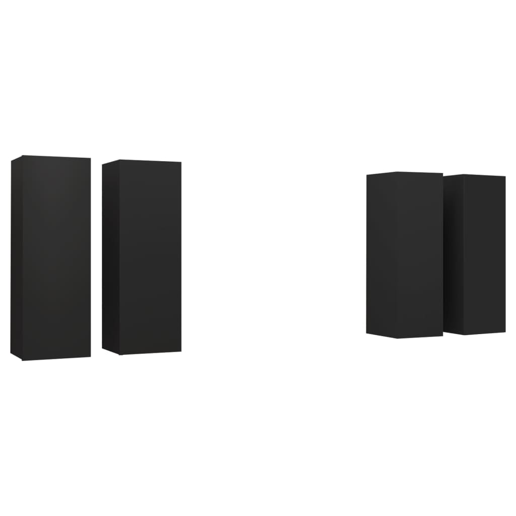 TV-tasot 4 kpl musta 30,5x30x90 cm lastulevy - Sisustajankoti.fi