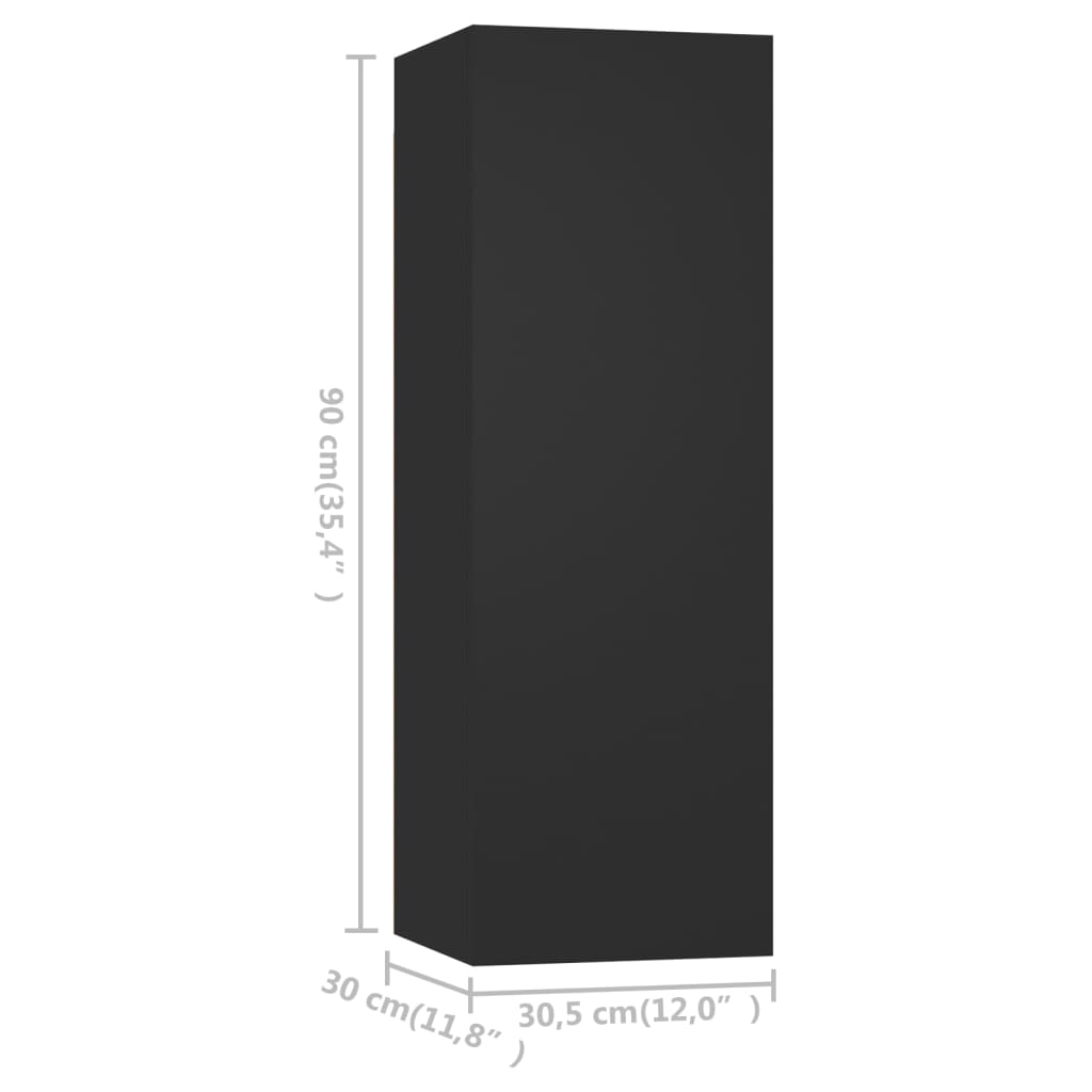 TV-tasot 4 kpl musta 30,5x30x90 cm lastulevy - Sisustajankoti.fi
