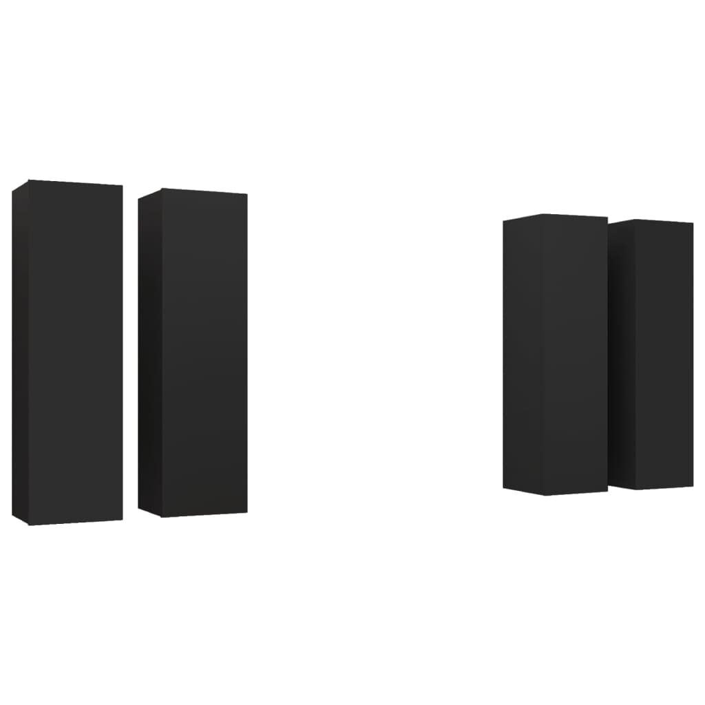 TV-tasot 4 kpl musta 30,5x30x110 cm lastulevy - Sisustajankoti.fi
