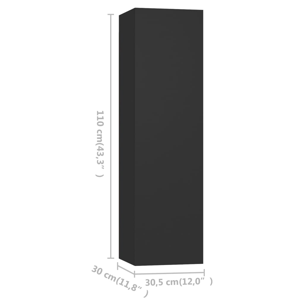 TV-tasot 4 kpl musta 30,5x30x110 cm lastulevy - Sisustajankoti.fi