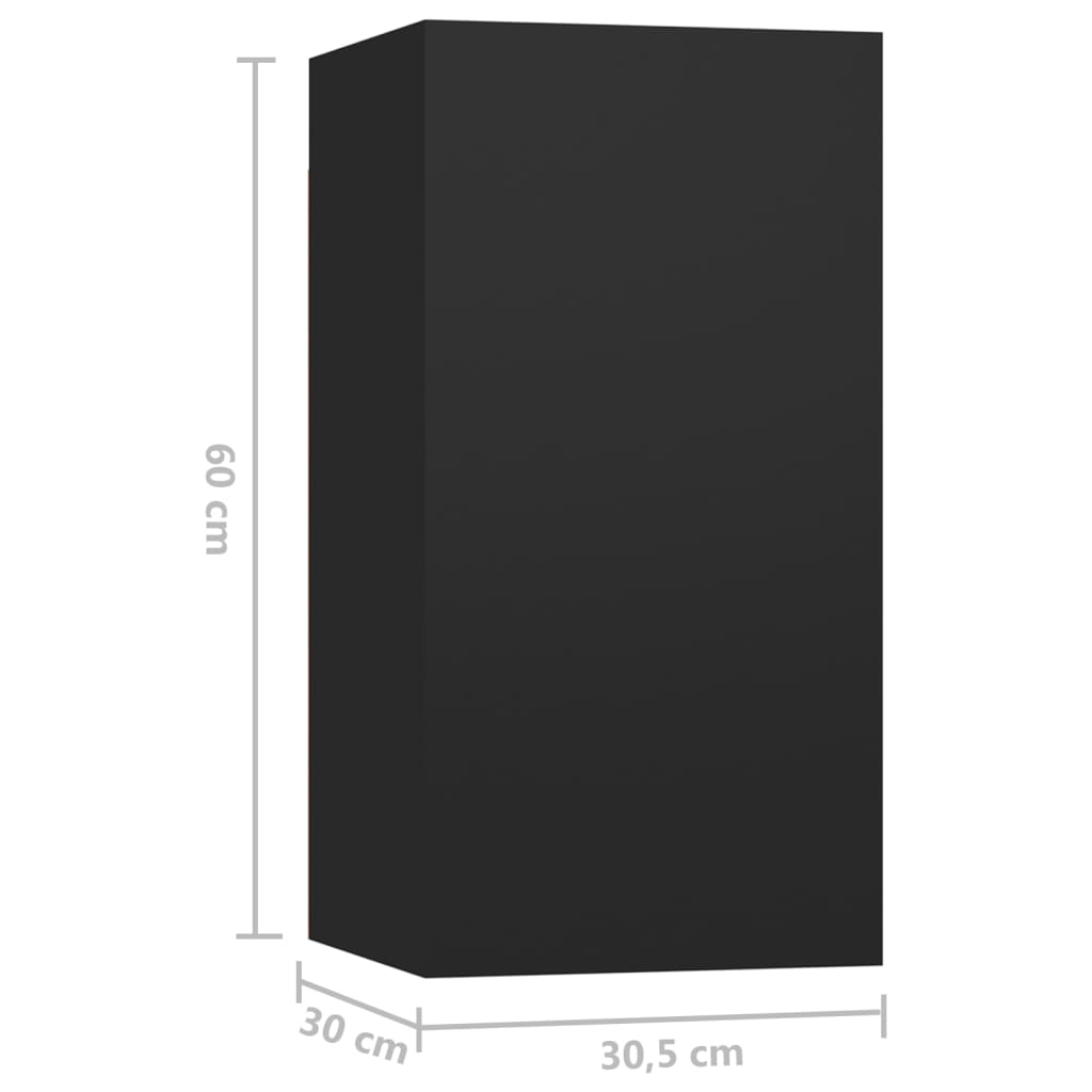 TV-tasot 7 kpl musta 30,5x30x60 cm lastulevy - Sisustajankoti.fi