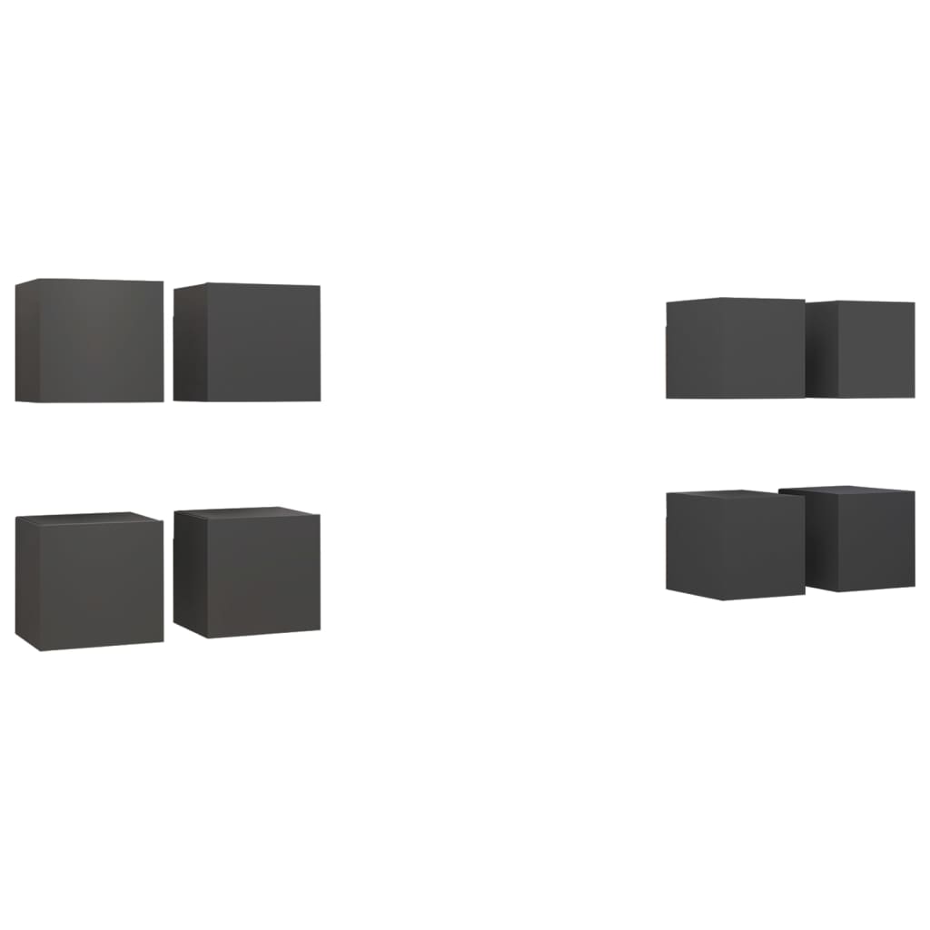 Seinäkiinnitettävä TV-taso 8 kpl harmaa 30,5x30x30 cm - Sisustajankoti.fi