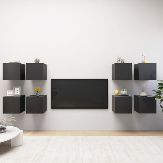 Seinäkiinnitettävä TV-taso 8 kpl harmaa 30,5x30x30 cm - Sisustajankoti.fi