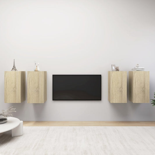 TV-tasot 4 kpl Sonoma-tammi 30,5x30x60 cm lastulevy - Sisustajankoti.fi