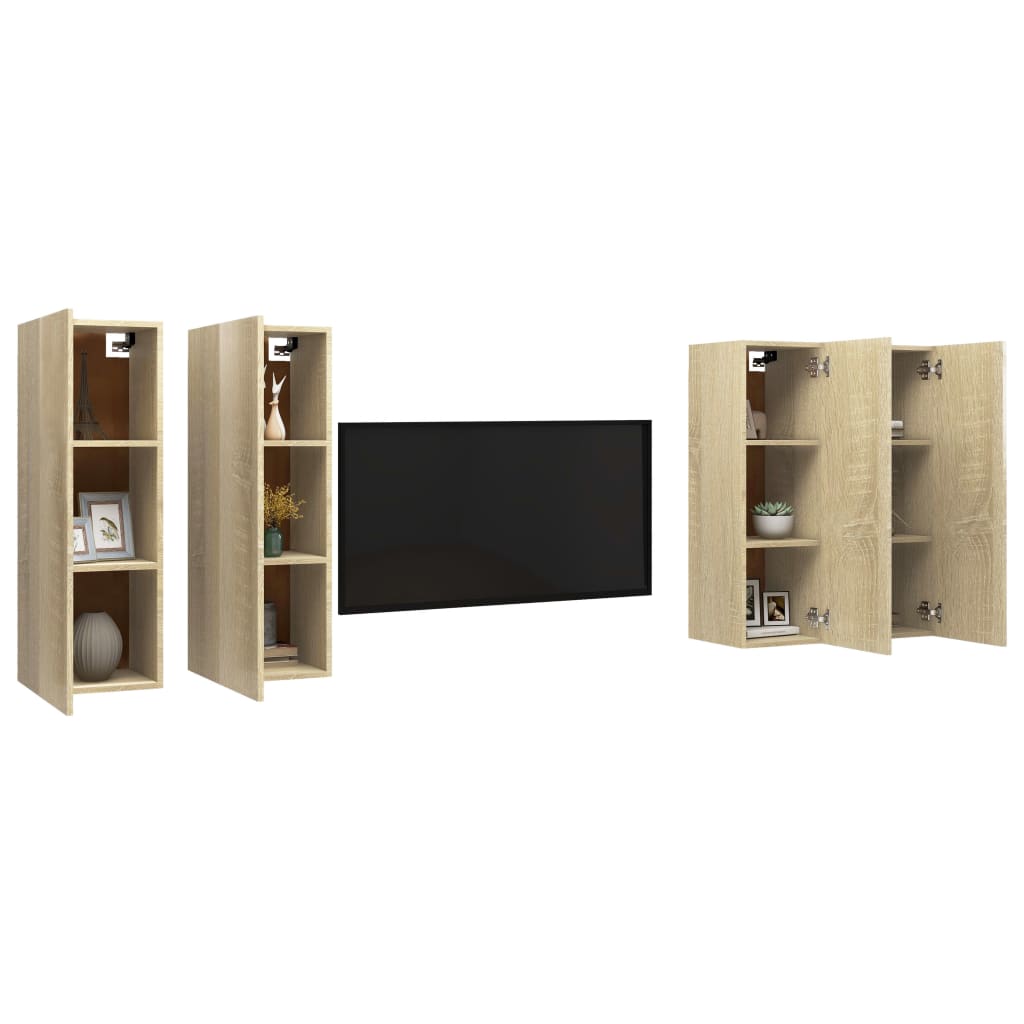 TV-tasot 4 kpl Sonoma-tammi 30,5x30x90 cm lastulevy - Sisustajankoti.fi