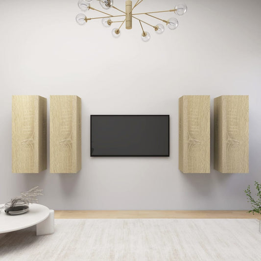 TV-tasot 4 kpl Sonoma-tammi 30,5x30x90 cm lastulevy - Sisustajankoti.fi