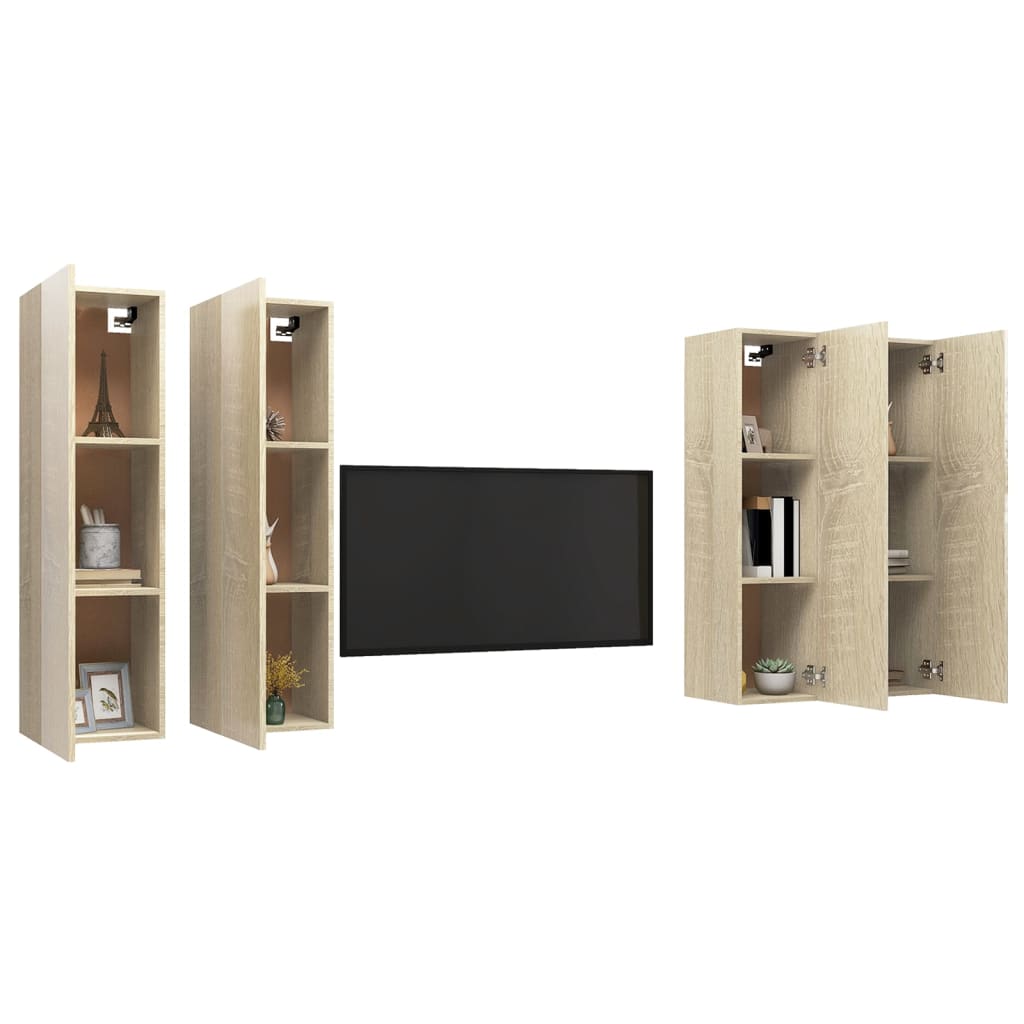 TV-tasot 4 kpl Sonoma-tammi 30,5x30x110 cm lastulevy - Sisustajankoti.fi
