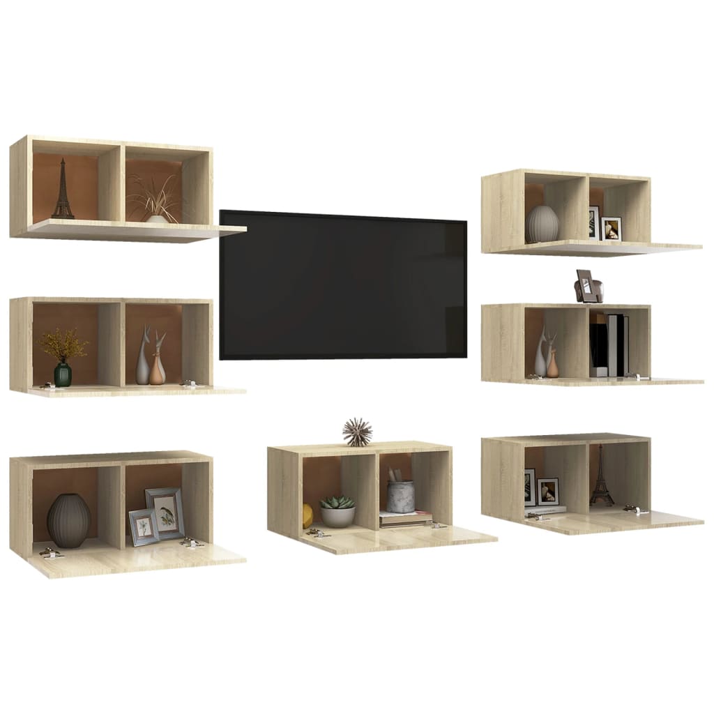 TV-tasot 7 kpl Sonoma-tammi 30,5x30x60 cm lastulevy - Sisustajankoti.fi
