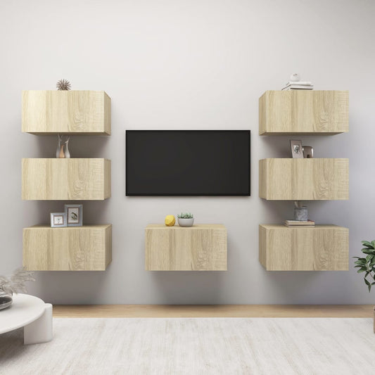 TV-tasot 7 kpl Sonoma-tammi 30,5x30x60 cm lastulevy - Sisustajankoti.fi