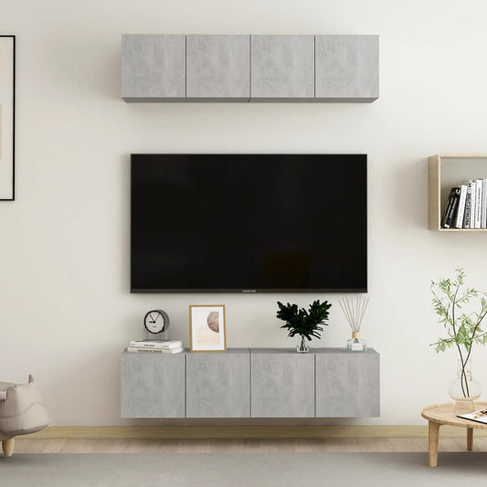TV-tasot 4 kpl betoninharmaa 60x30x30 cm lastulevy - Sisustajankoti.fi