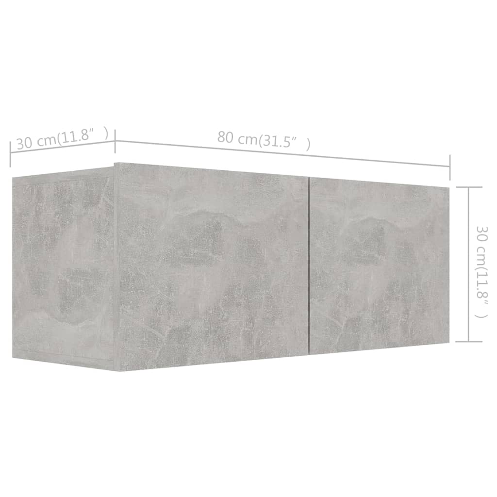 TV-tasot 4 kpl betoninharmaa 80x30x30 cm lastulevy - Sisustajankoti.fi