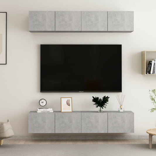 TV-tasot 4 kpl betoninharmaa 80x30x30 cm lastulevy - Sisustajankoti.fi