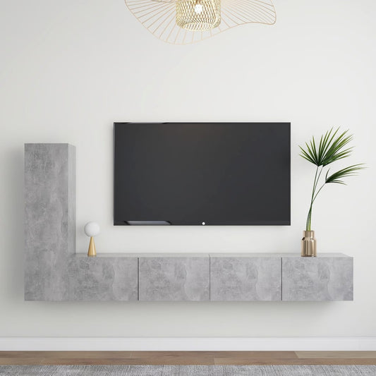 3-osainen TV-kaappisarja betoninharmaa lastulevy - Sisustajankoti.fi
