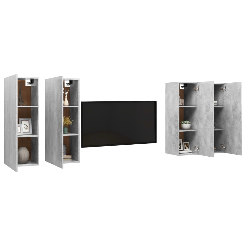 TV-tasot 4 kpl betoninharmaa 30,5x30x90 cm lastulevy - Sisustajankoti.fi