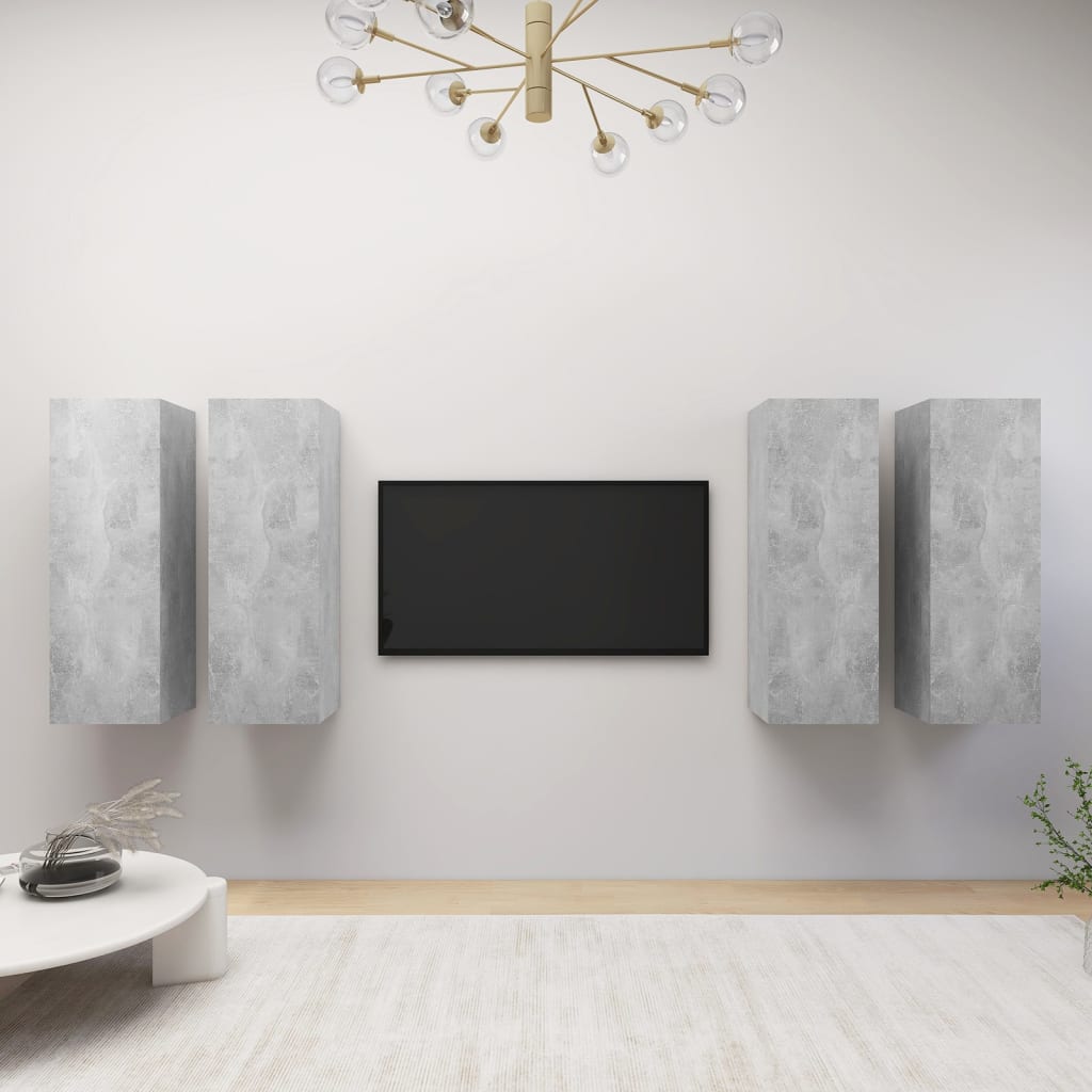 TV-tasot 4 kpl betoninharmaa 30,5x30x90 cm lastulevy - Sisustajankoti.fi