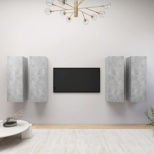 TV-tasot 4 kpl betoninharmaa 30,5x30x90 cm lastulevy - Sisustajankoti.fi