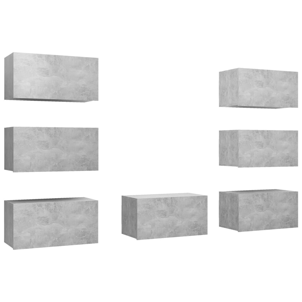 TV-tasot 7 kpl betoninharmaa 30,5x30x60 cm lastulevy - Sisustajankoti.fi