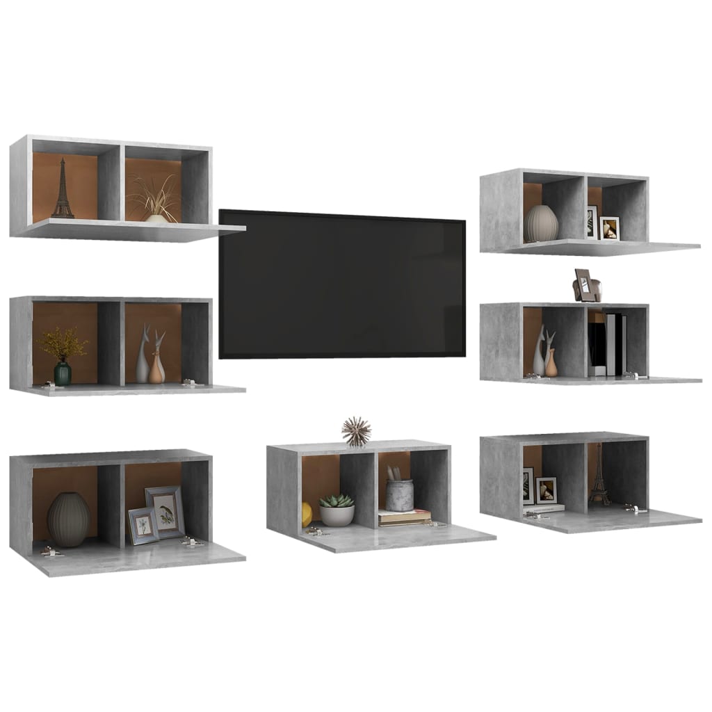TV-tasot 7 kpl betoninharmaa 30,5x30x60 cm lastulevy - Sisustajankoti.fi