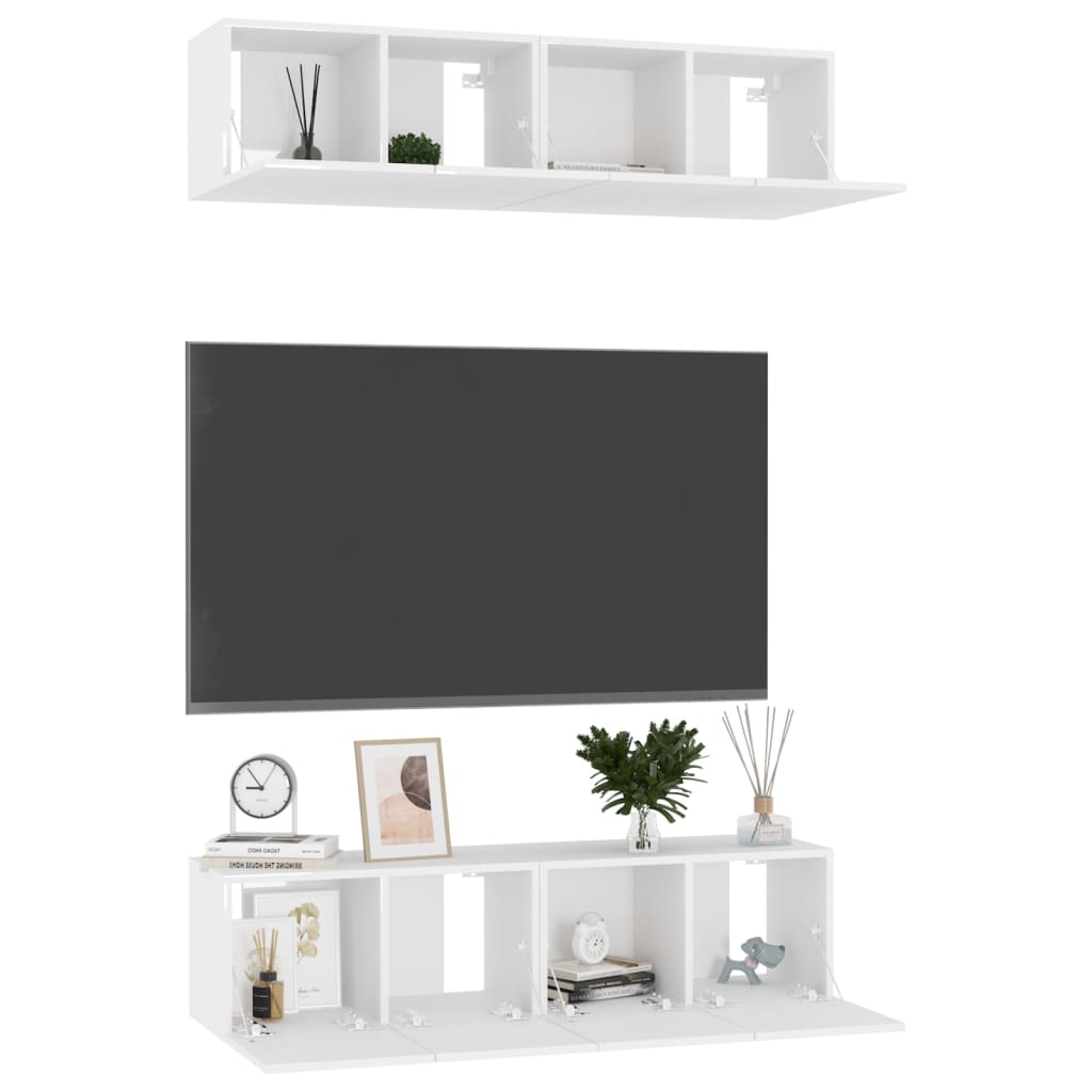 TV-tasot 4 kpl korkeakiilto valkoinen 60x30x30 cm lastulevy - Sisustajankoti.fi