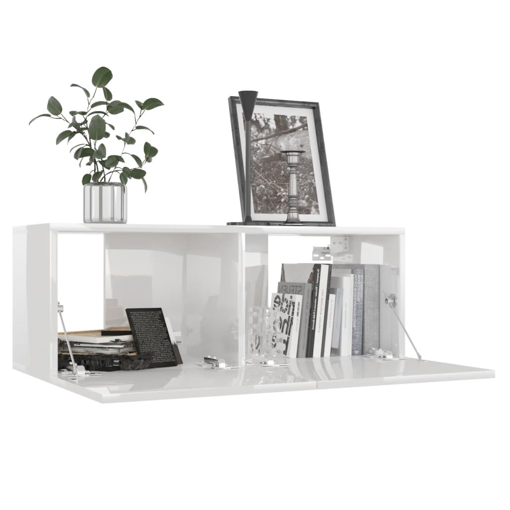 TV-tasot 4 kpl korkeakiilto valkoinen 80x30x30 cm lastulevy - Sisustajankoti.fi