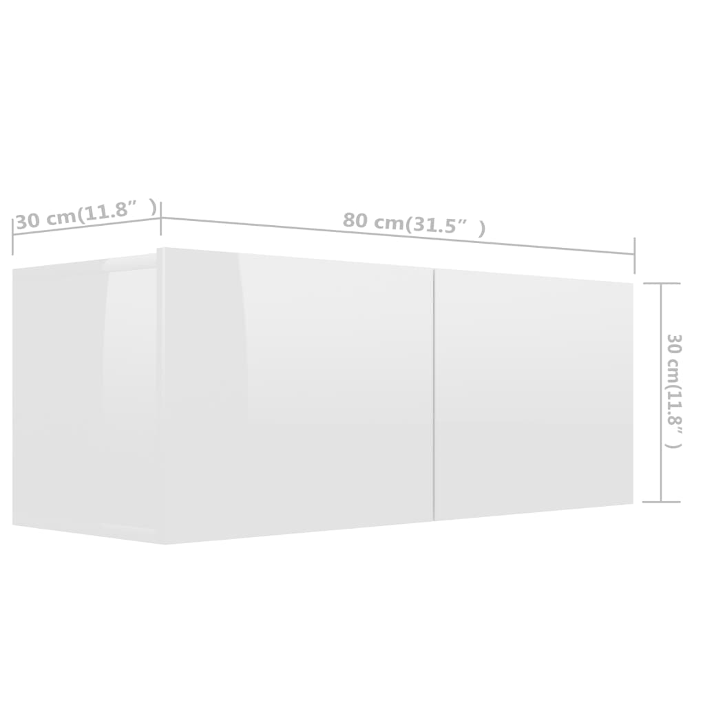 TV-tasot 4 kpl korkeakiilto valkoinen 80x30x30 cm lastulevy - Sisustajankoti.fi