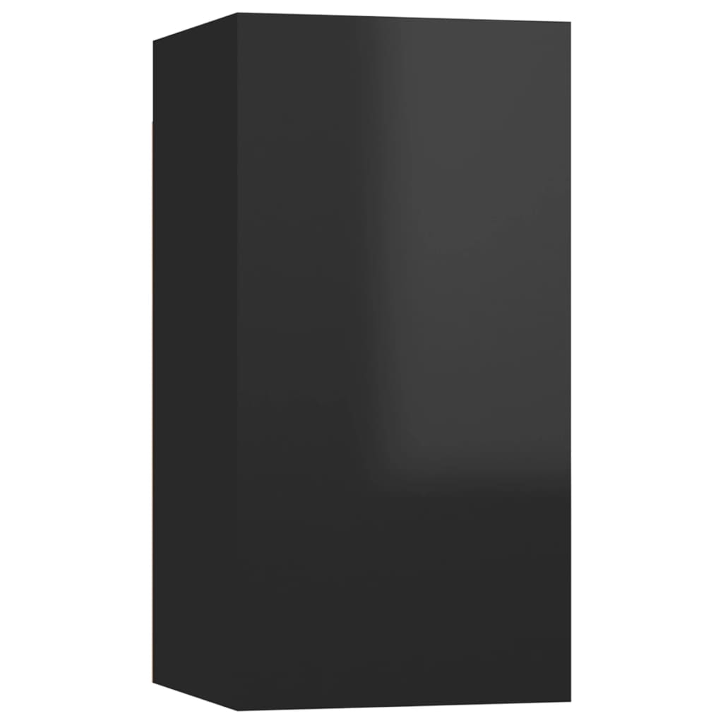 TV-tasot 7 kpl korkeakiilto musta 30,5x30x60 cm lastulevy - Sisustajankoti.fi