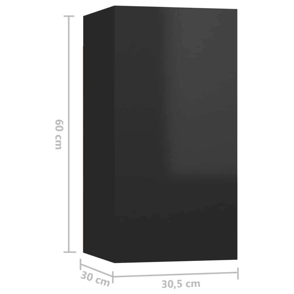 TV-tasot 7 kpl korkeakiilto musta 30,5x30x60 cm lastulevy - Sisustajankoti.fi