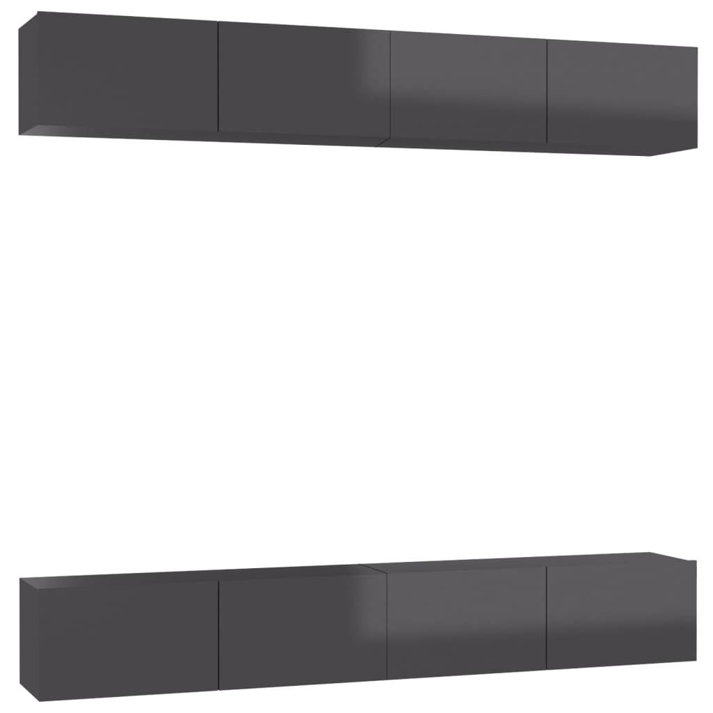 TV-tasot 4 kpl korkeakiilto harmaa 100x30x30 cm lastulevy - Sisustajankoti.fi