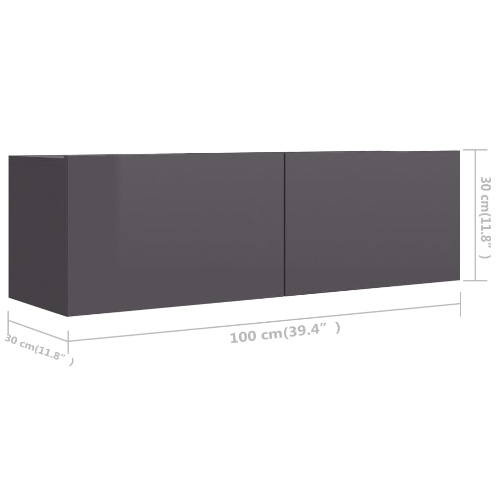 TV-tasot 4 kpl korkeakiilto harmaa 100x30x30 cm lastulevy - Sisustajankoti.fi