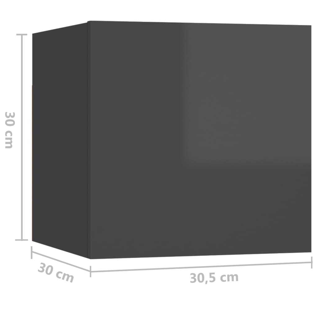 Seinäkiinnitettävä TV-taso 8 kpl kork.kiilto harm. 30,5x30x30cm - Sisustajankoti.fi