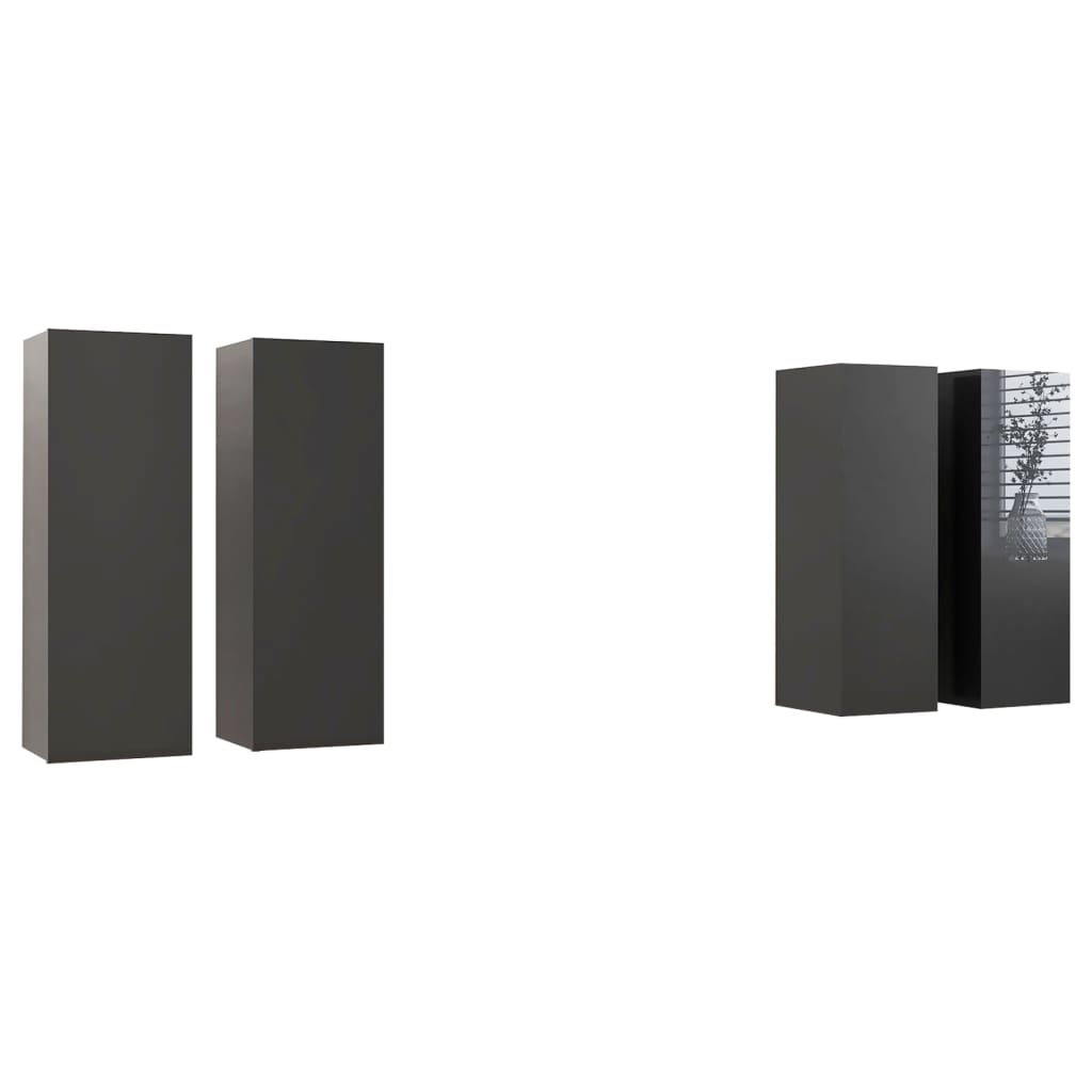 TV-tasot 4 kpl korkeakiilto harmaa 30,5x30x90 cm lastulevy - Sisustajankoti.fi
