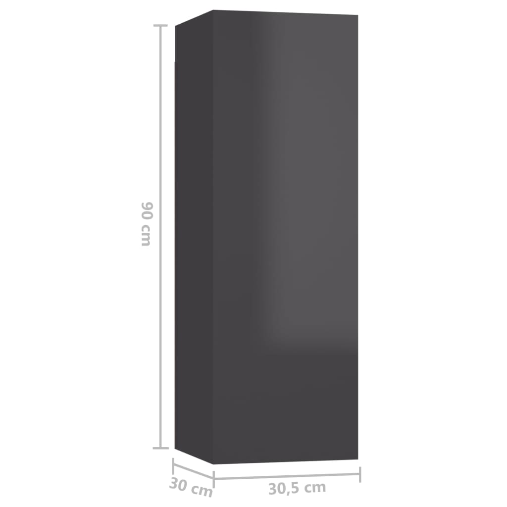TV-tasot 4 kpl korkeakiilto harmaa 30,5x30x90 cm lastulevy - Sisustajankoti.fi