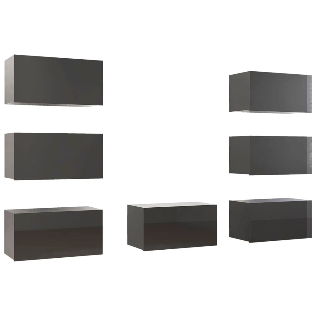 TV-tasot 7 kpl korkeakiilto harmaa 30,5x30x60 cm lastulevy - Sisustajankoti.fi