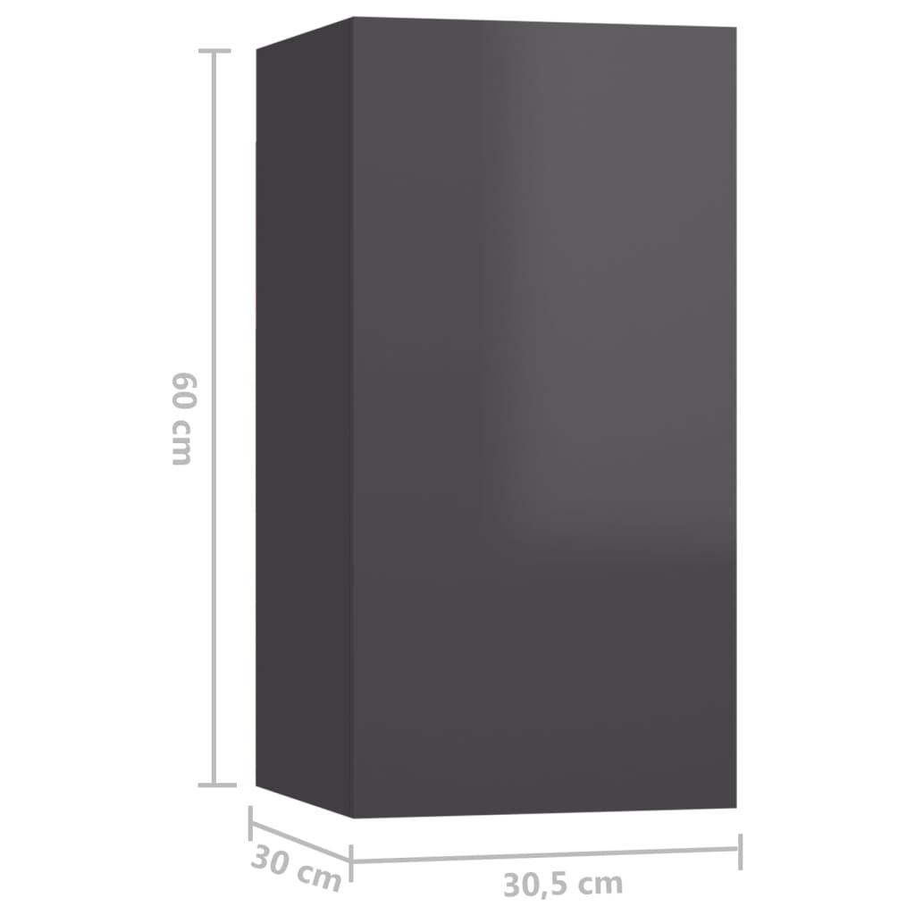 TV-tasot 7 kpl korkeakiilto harmaa 30,5x30x60 cm lastulevy - Sisustajankoti.fi
