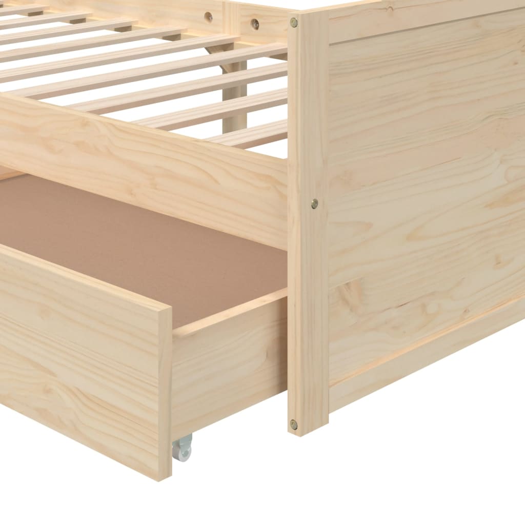 Sängynrunko vetolaatikoilla täysi mänty 90x200 cm - Sisustajankoti.fi