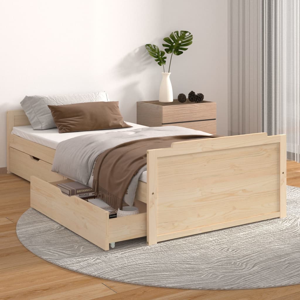 Sängynrunko vetolaatikoilla täysi mänty 90x200 cm - Sisustajankoti.fi