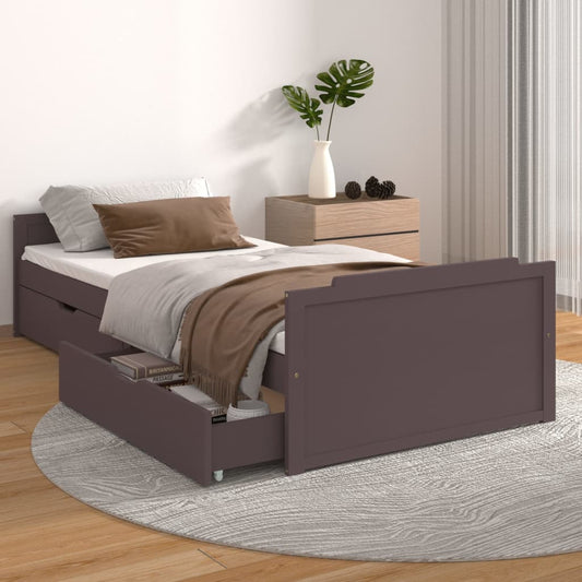 Sängynrunko vetolaatikoilla tummanruskea täysi mänty 90x200 cm - Sisustajankoti.fi