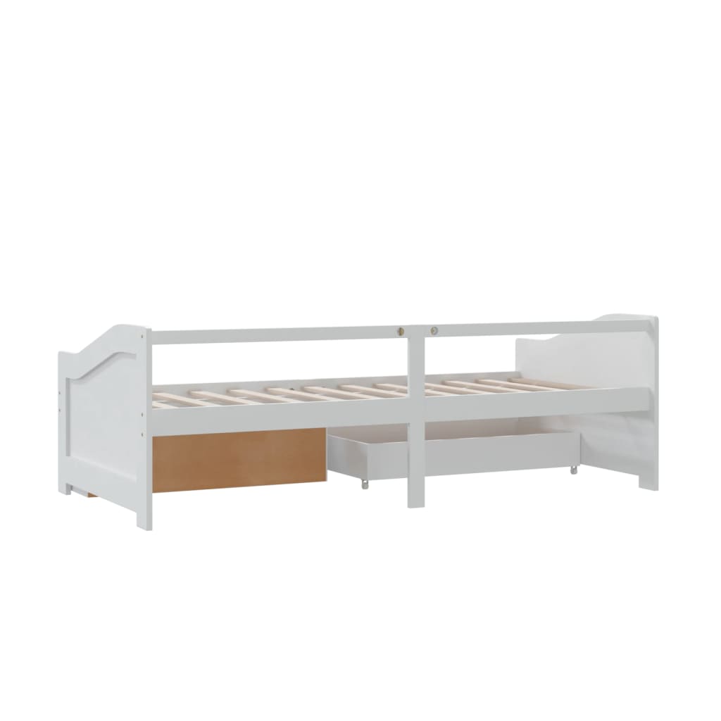 Päivävuode 3-istuttava laatikoilla valkoinen mänty 90x200 cm - Sisustajankoti.fi