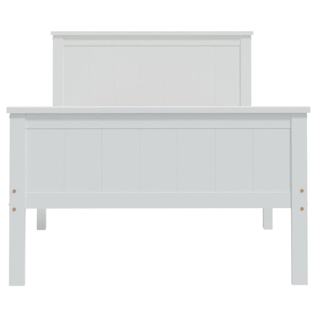 Sängynrunko valkoinen täysi mänty 90x200 cm - Sisustajankoti.fi