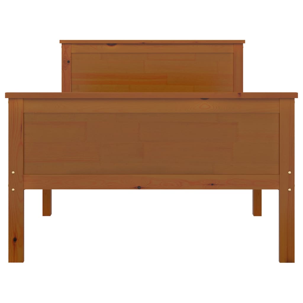 Sängynrunko hunajanruskea täysi mänty 90x200 cm - Sisustajankoti.fi