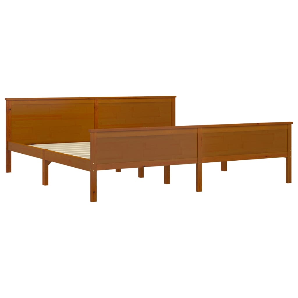 Sängynrunko hunajanruskea täysi mänty 200x200 cm - Sisustajankoti.fi