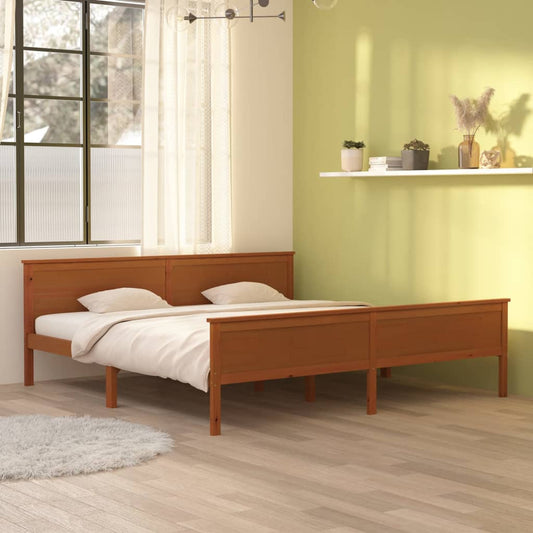 Sängynrunko hunajanruskea täysi mänty 200x200 cm - Sisustajankoti.fi
