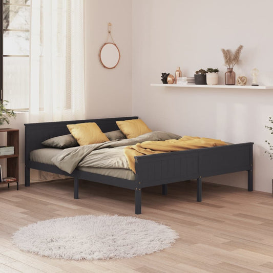 Sängynrunko harmaa täysi mänty 200 x 200 cm - Sisustajankoti.fi