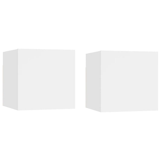 Yöpöydät 2 kpl valkoinen 30,5x30x30 cm lastulevy - Sisustajankoti.fi