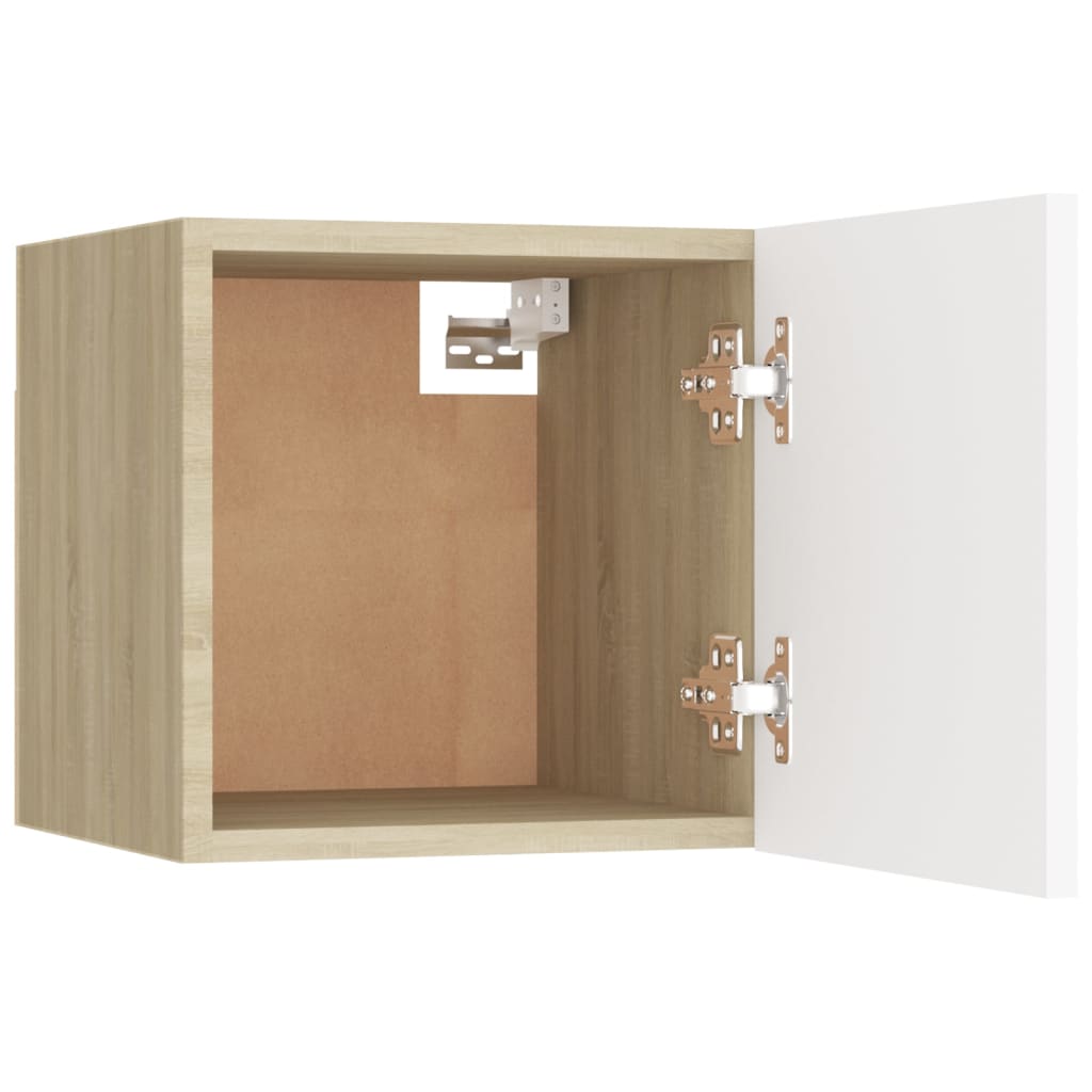 Yöpöydät 2 kpl valkoinen ja Sonoma-tammi 30,5x30x30cm lastulevy - Sisustajankoti.fi