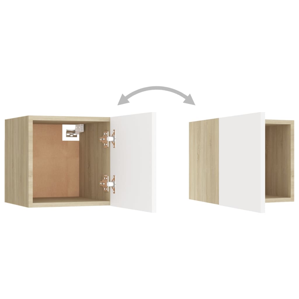 Yöpöydät 2 kpl valkoinen ja Sonoma-tammi 30,5x30x30cm lastulevy - Sisustajankoti.fi