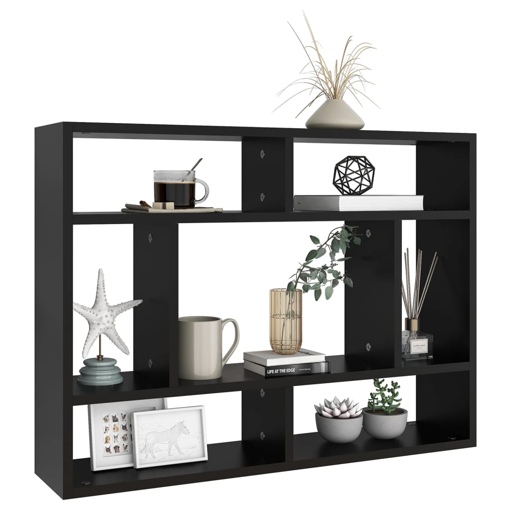 Seinähylly musta 75x16x55 cm lastulevy - Sisustajankoti.fi